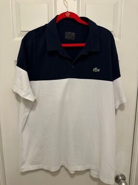 Lacoste Sport Men’s Navy and White Colorblock Polo XXL